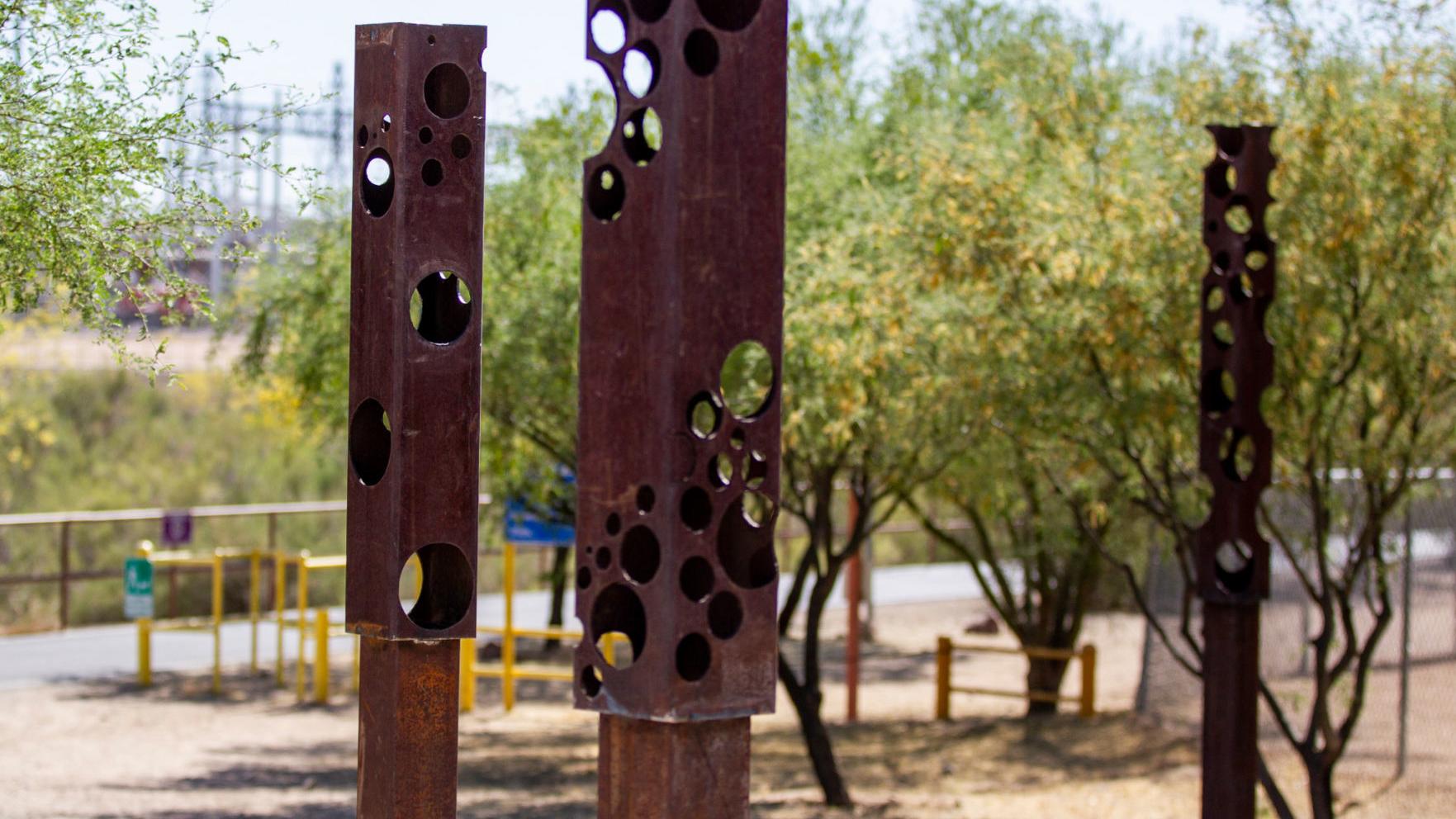 'Towers of a Martian Odyssey' sculpture installed along Loop trail